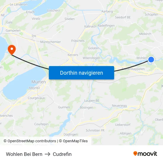 Wohlen Bei Bern to Cudrefin map