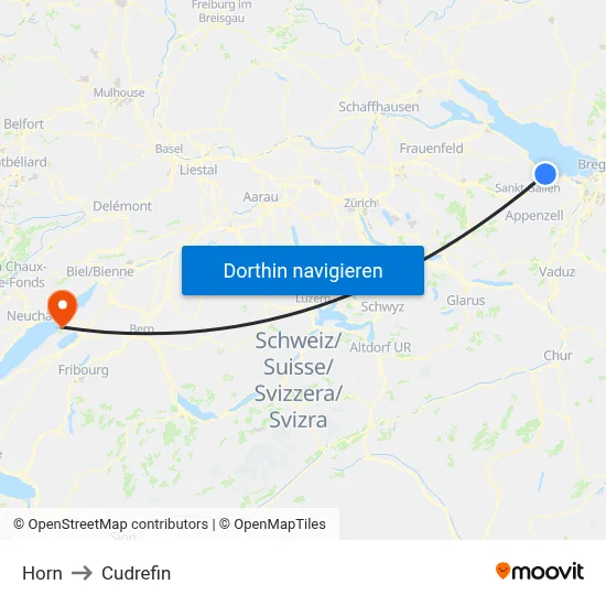 Horn to Cudrefin map