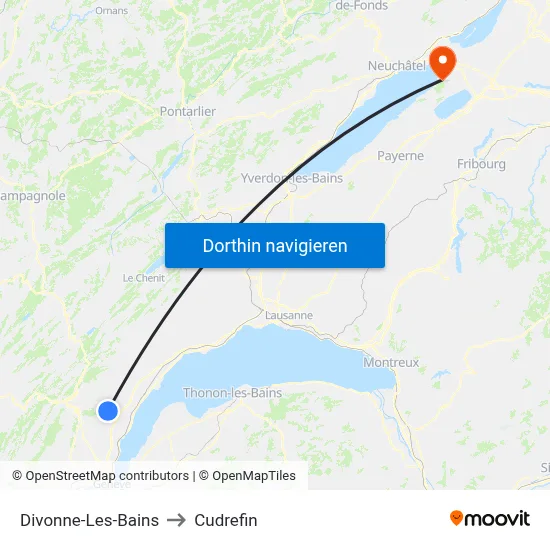 Divonne-Les-Bains to Cudrefin map