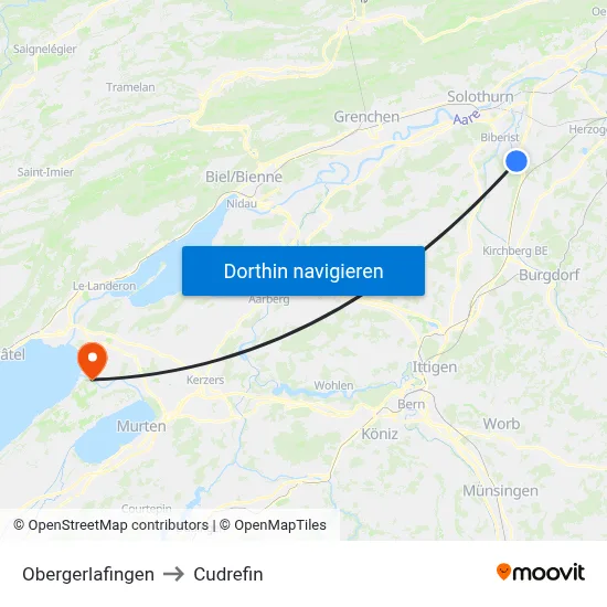 Obergerlafingen to Cudrefin map