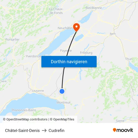 Châtel-Saint-Denis to Cudrefin map