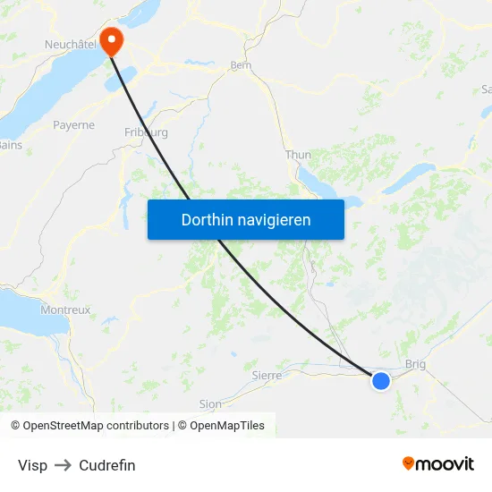 Visp to Cudrefin map