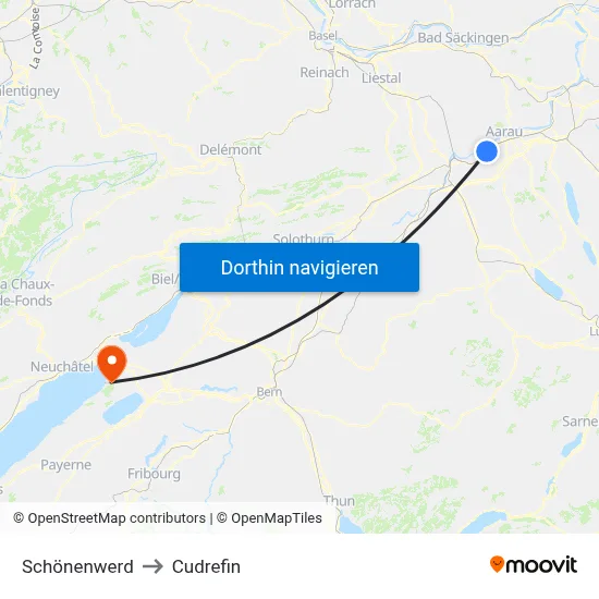 Schönenwerd to Cudrefin map
