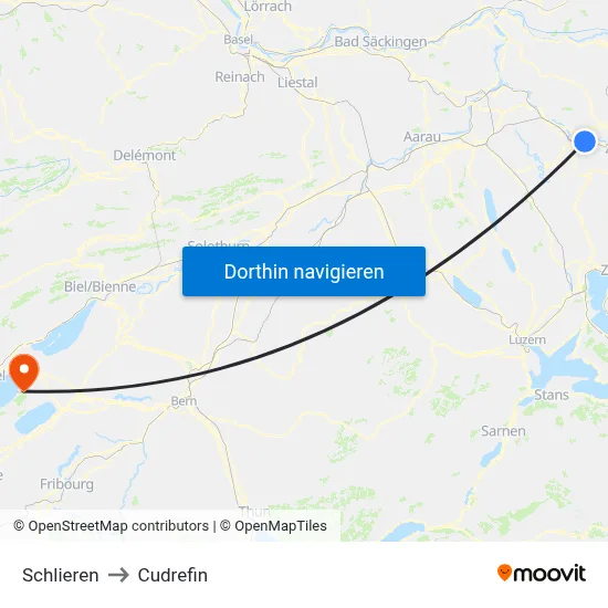 Schlieren to Cudrefin map