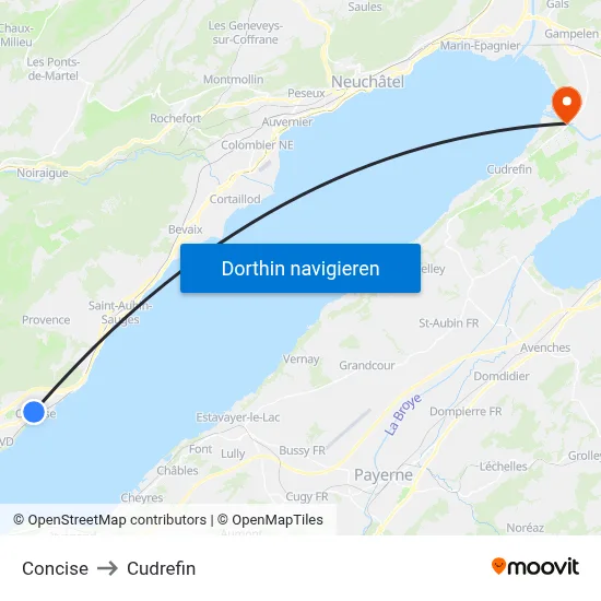 Concise to Cudrefin map