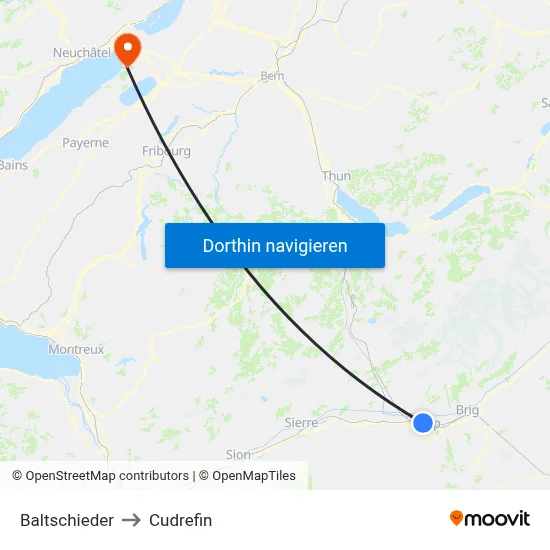 Baltschieder to Cudrefin map
