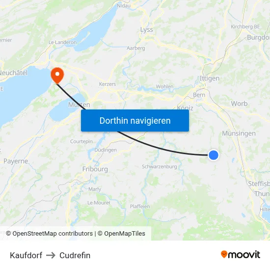 Kaufdorf to Cudrefin map