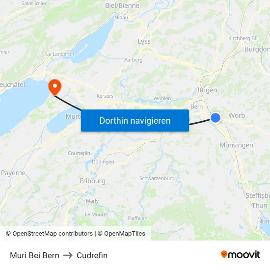 Muri Bei Bern to Cudrefin map