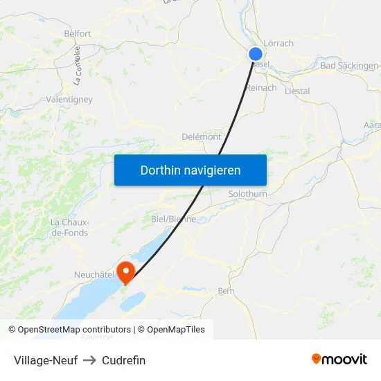 Village-Neuf to Cudrefin map