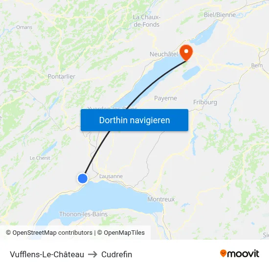 Vufflens-Le-Château to Cudrefin map