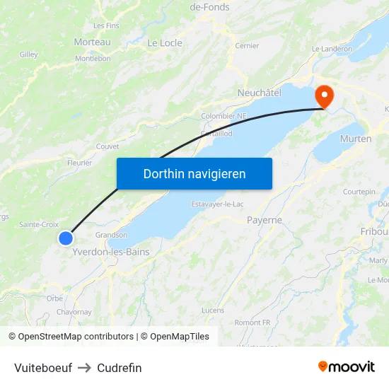 Vuiteboeuf to Cudrefin map