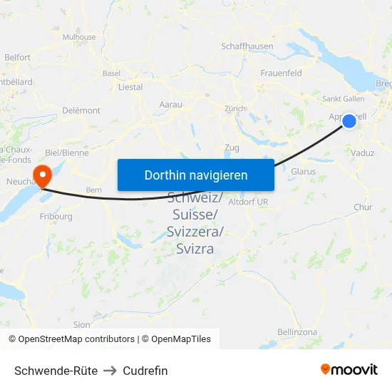 Schwende-Rüte to Cudrefin map