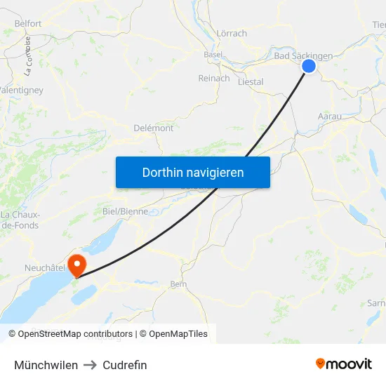Münchwilen to Cudrefin map