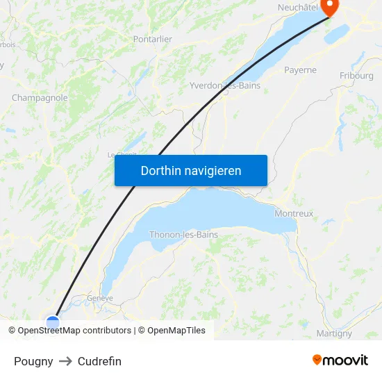 Pougny to Cudrefin map