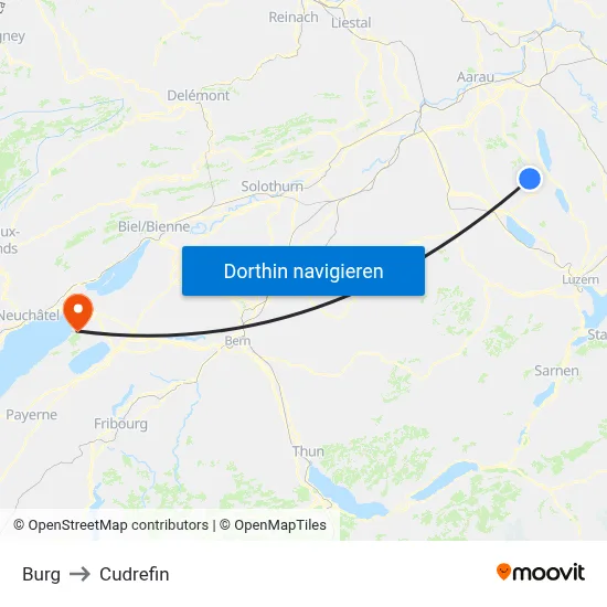 Burg to Cudrefin map