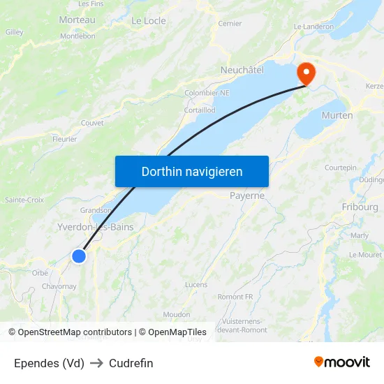 Ependes (Vd) to Cudrefin map