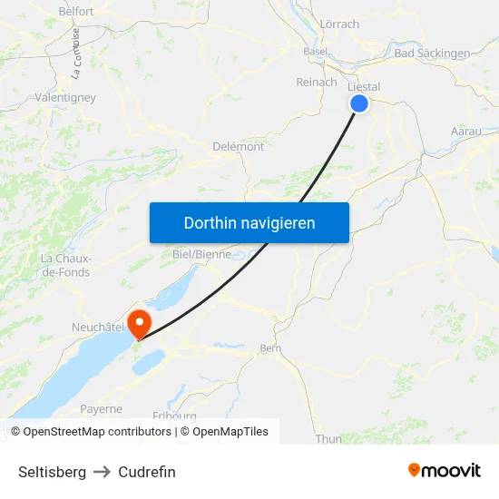 Seltisberg to Cudrefin map