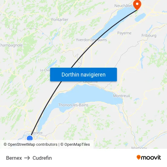 Bernex to Cudrefin map