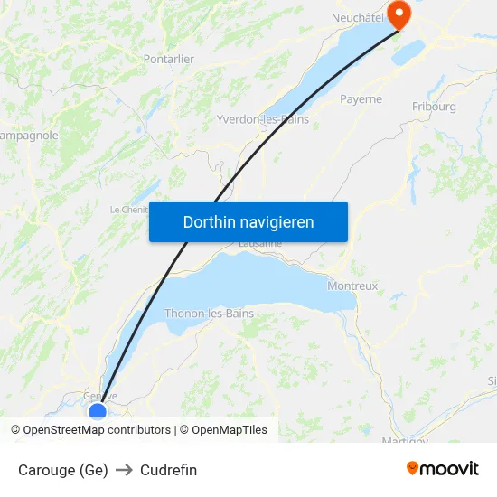 Carouge (Ge) to Cudrefin map