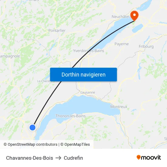 Chavannes-Des-Bois to Cudrefin map