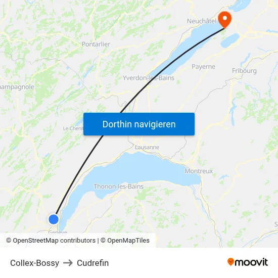 Collex-Bossy to Cudrefin map