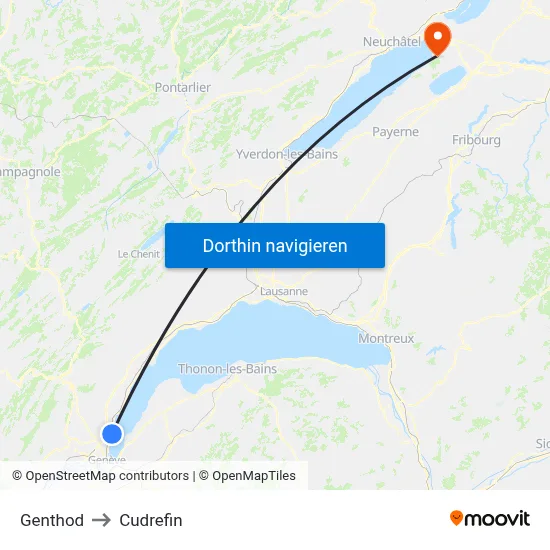 Genthod to Cudrefin map