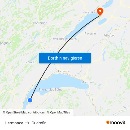 Hermance to Cudrefin map
