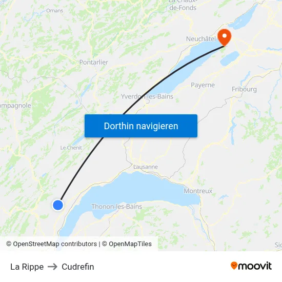 La Rippe to Cudrefin map