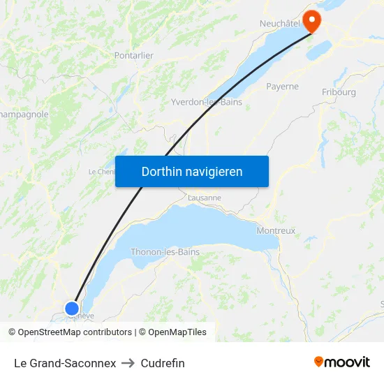 Le Grand-Saconnex to Cudrefin map