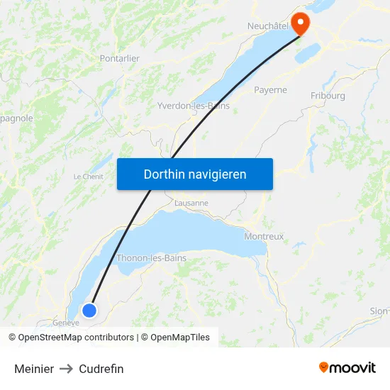 Meinier to Cudrefin map
