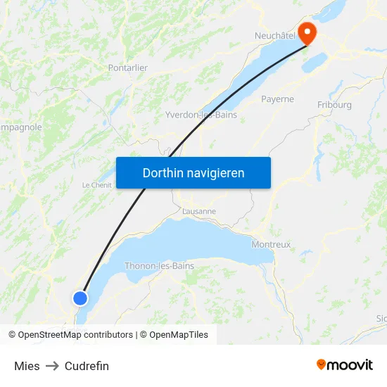 Mies to Cudrefin map