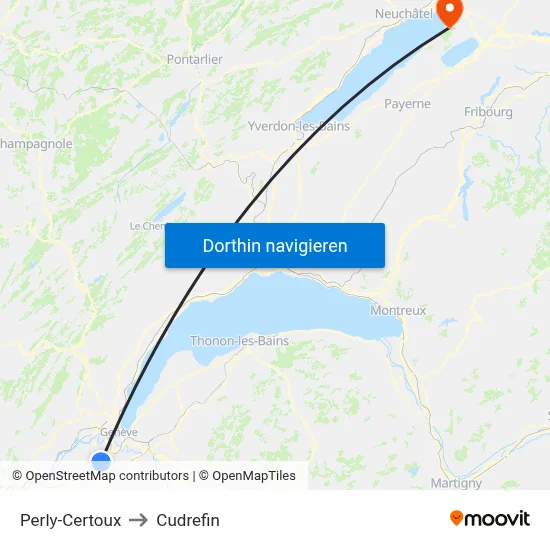 Perly-Certoux to Cudrefin map
