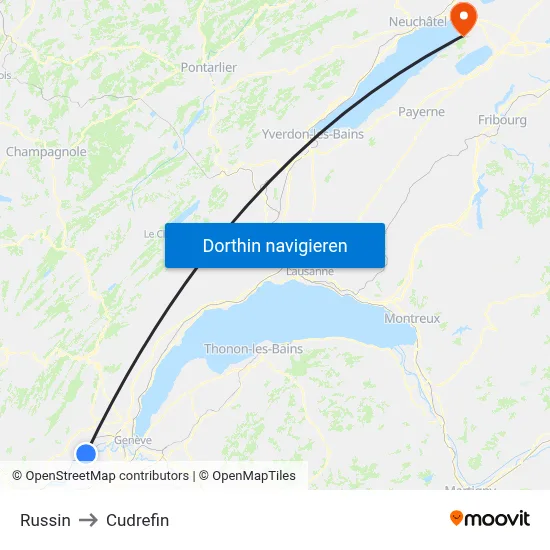 Russin to Cudrefin map