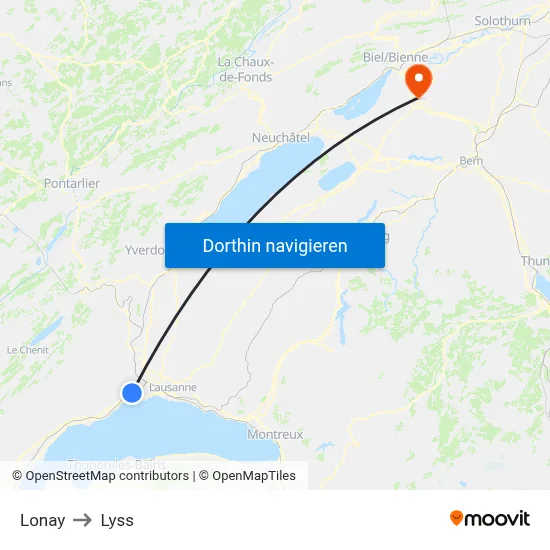 Lonay to Lyss map