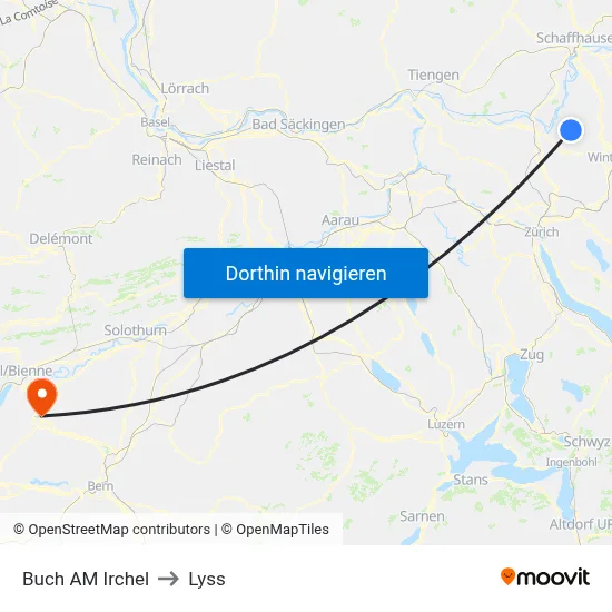 Buch AM Irchel to Lyss map