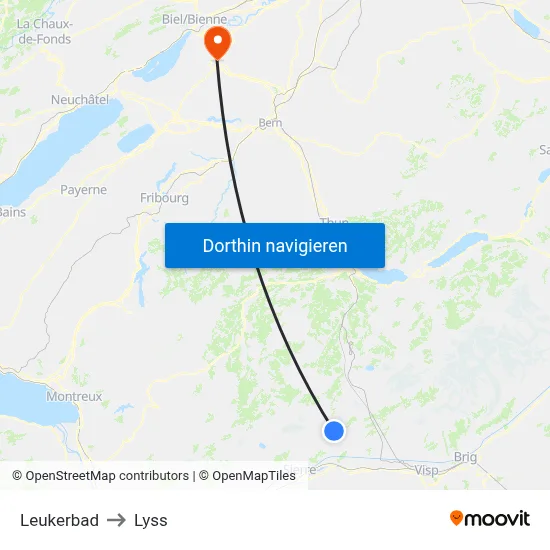 Leukerbad to Lyss map