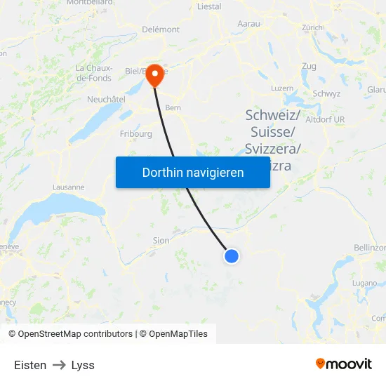 Eisten to Lyss map