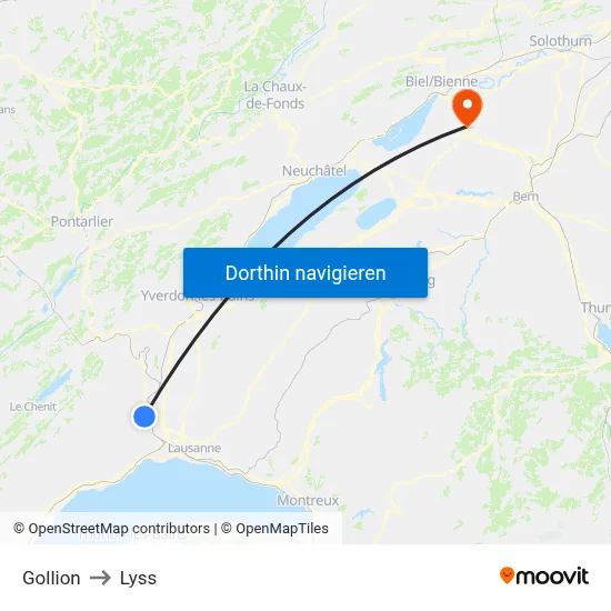 Gollion to Lyss map