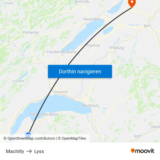 Machilly to Lyss map