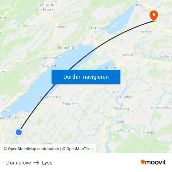 Donneloye to Lyss map