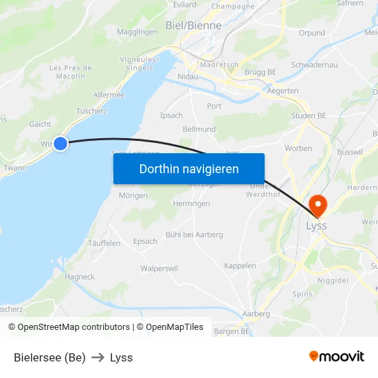 Bielersee (Be) to Lyss map