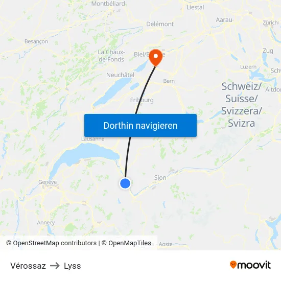 Vérossaz to Lyss map