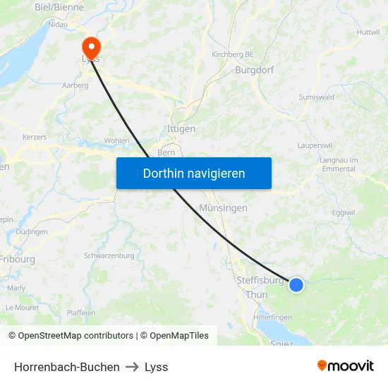 Horrenbach-Buchen to Lyss map