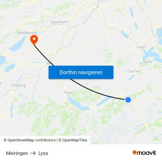 Meiringen to Lyss map