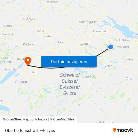 Oberhelfenschwil to Lyss map