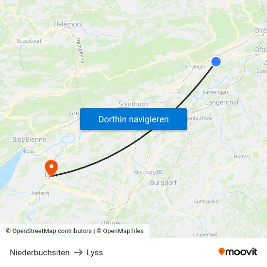 Niederbuchsiten to Lyss map