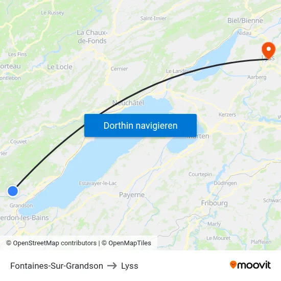 Fontaines-Sur-Grandson to Lyss map