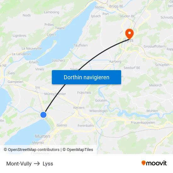 Mont-Vully to Lyss map