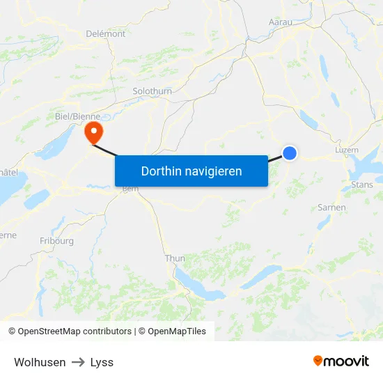 Wolhusen to Lyss map