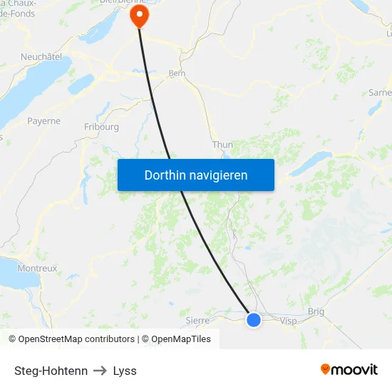 Steg-Hohtenn to Lyss map